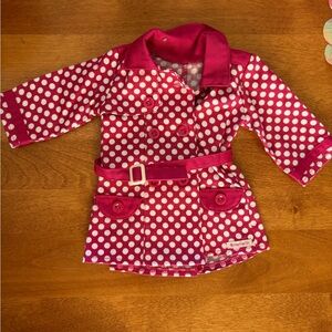 American girl Pink Polka Dot Doll Coat